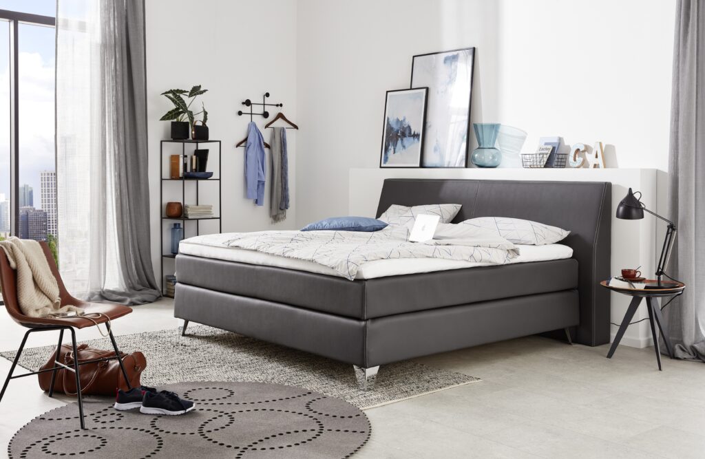 Boxspringbett Leder Zierrnaht